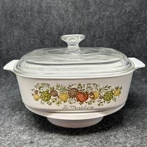 Corning Ware Spice Of Life L'Echalote 2 Qt Casserole Dish A-2-B Pyrex A-9-C Lid